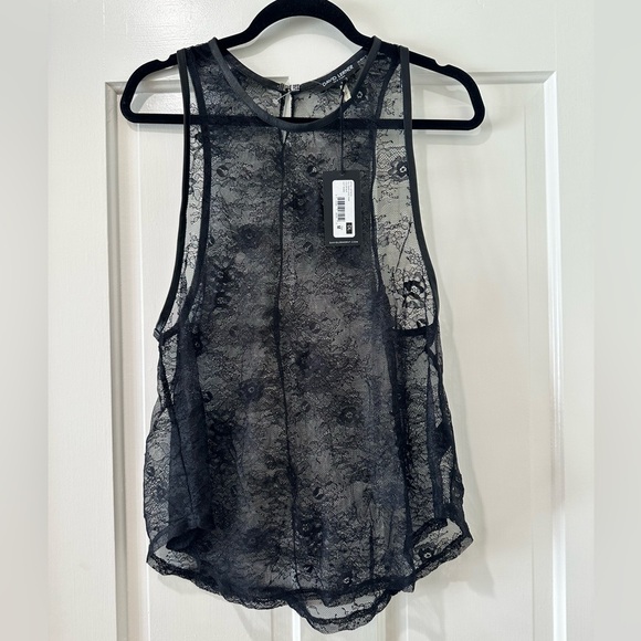 David Lerner black all over lace Racerback tank top blouse nwt - Picture 7 of 11